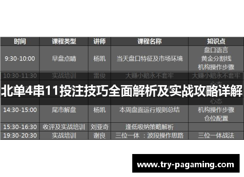 北单4串11投注技巧全面解析及实战攻略详解